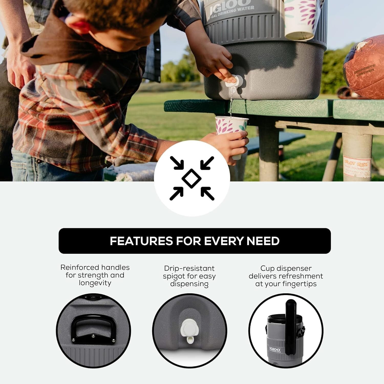 Lightweight 5-Gallon Beverage Cooler with Reinforced Handles & UV Protection