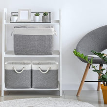 Load image into Gallery viewer, Elegant White &amp; Grey 3 Pack Storage Baskets - Ideal for Toys, Clothes &amp; Storage