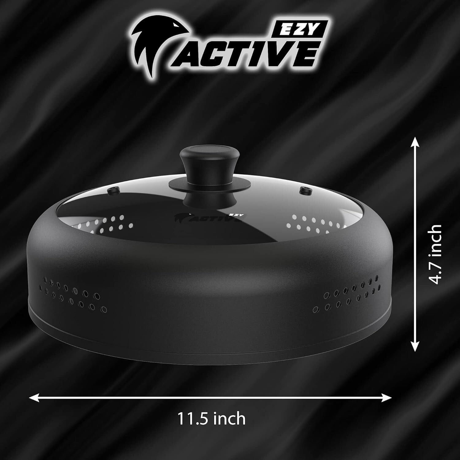 Dishwasher Safe 11.5'' Microwave Cover - Black Silicone Lid for Easy Cooking