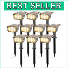 Load image into Gallery viewer, 10 Pack Waterproof Solar LED Landscape Lights with Adjustable Brightness