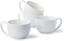 Load image into Gallery viewer, Comfort Grip 22oz Porcelain Mugs Set of 4 - Ideal for Soup, Hot Chocolate &amp; More