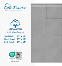 Load image into Gallery viewer, Ultra Soft 100% Cotton 6-Piece Towel Set - Quick Dry Light Gray Bath Essentials