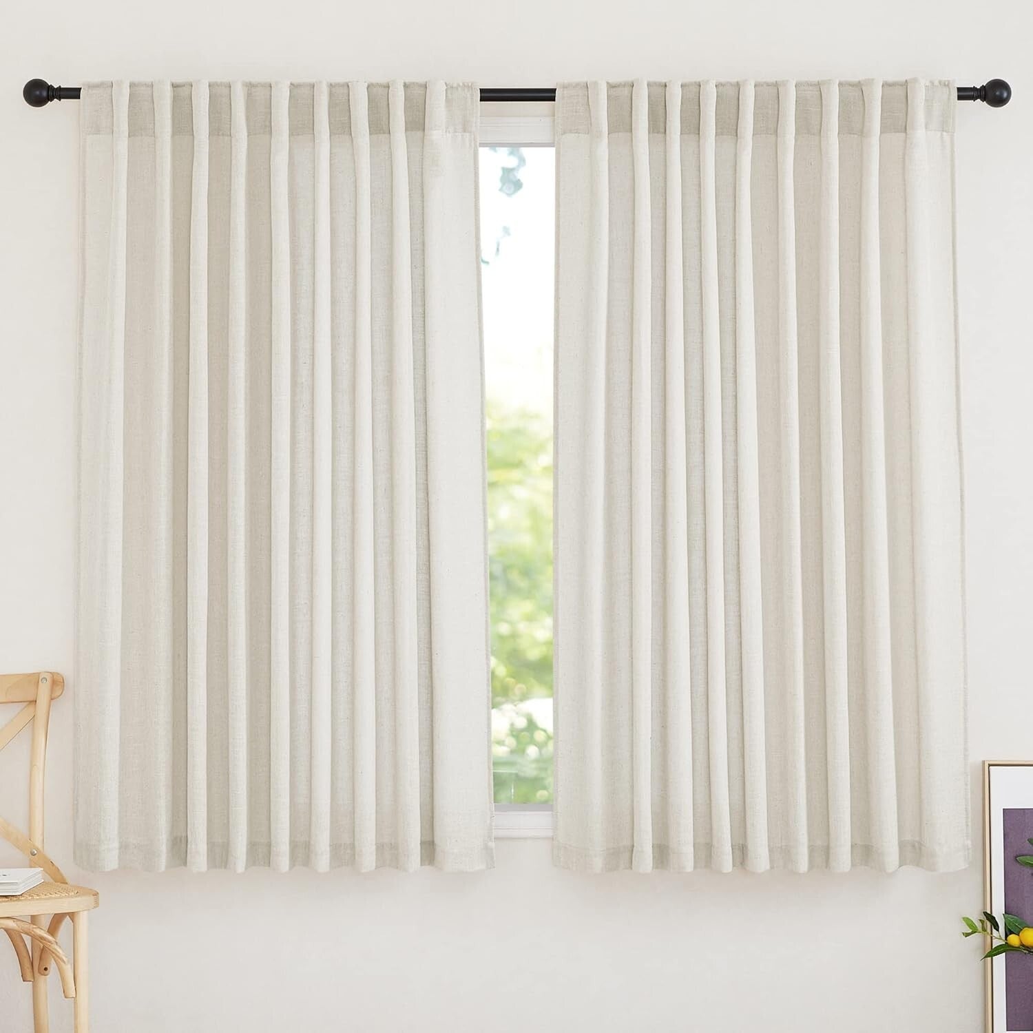 Elegant Linen Sheer Curtains - 70x63 Inch Panels for Bright, Airy Spaces