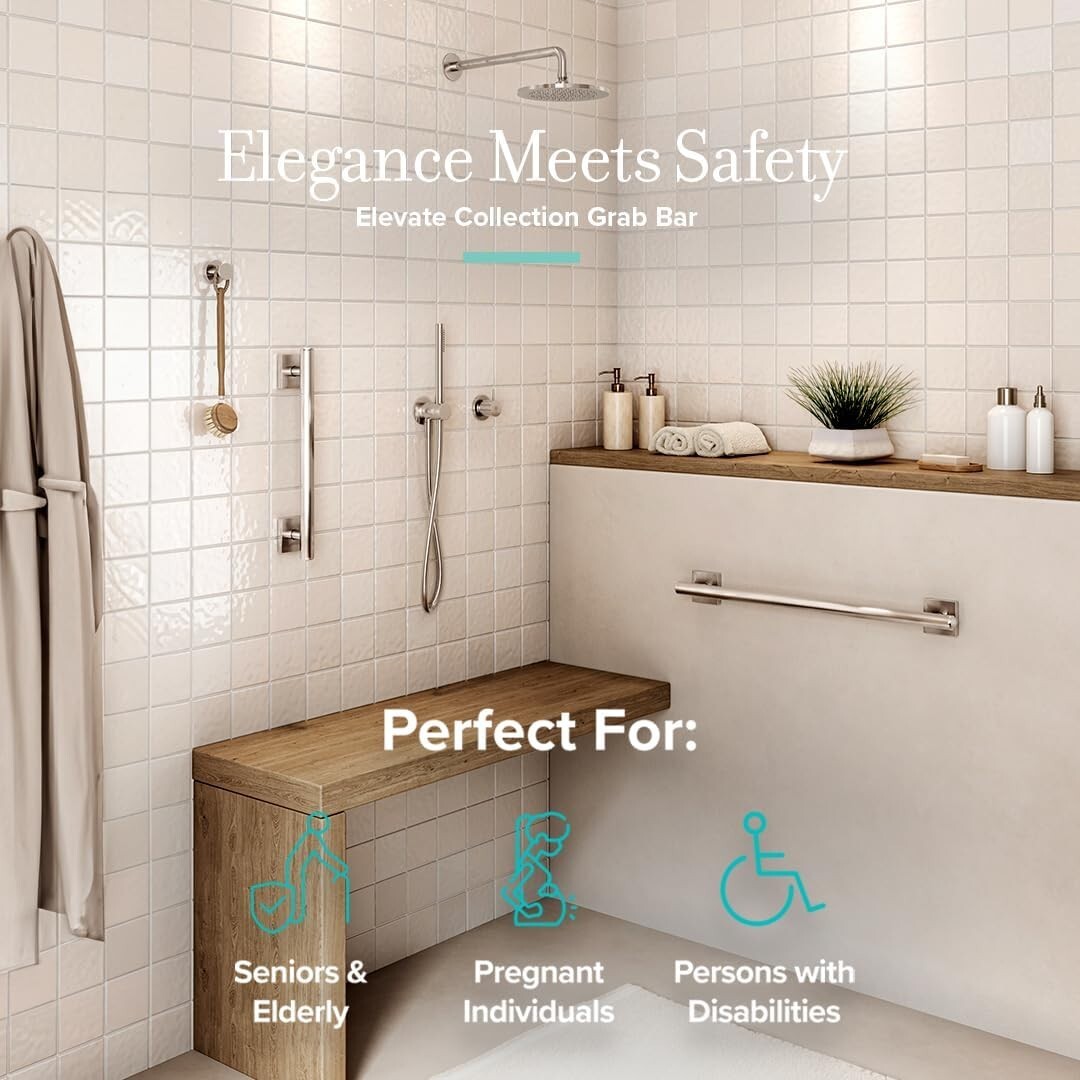 Durable 36 Inch Satin Nickel Stainless Steel Grab Bar - Style Meets Safety