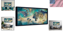 Load image into Gallery viewer, Large 29x58 Framed World Map Canvas Art - Stylish Wall Decor for Living Spaces