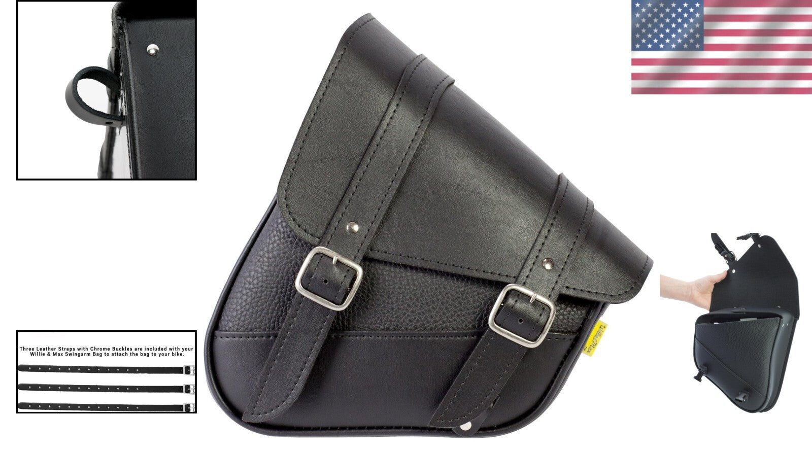 Lightweight Rigid ABS Back Motorcycle Swingarm Bag - Fits Harley & Yamaha Models