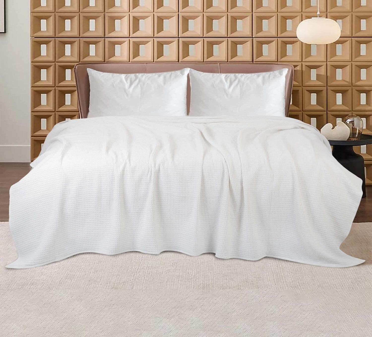 Soft Cotton Waffle Throw Blanket - 60x90 Inches Ideal for Napping & Camping