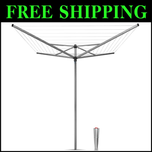 Premium 4 Arm Clothes Dryer - Ground Spike and 88 lb Capacity for Outdoor Use