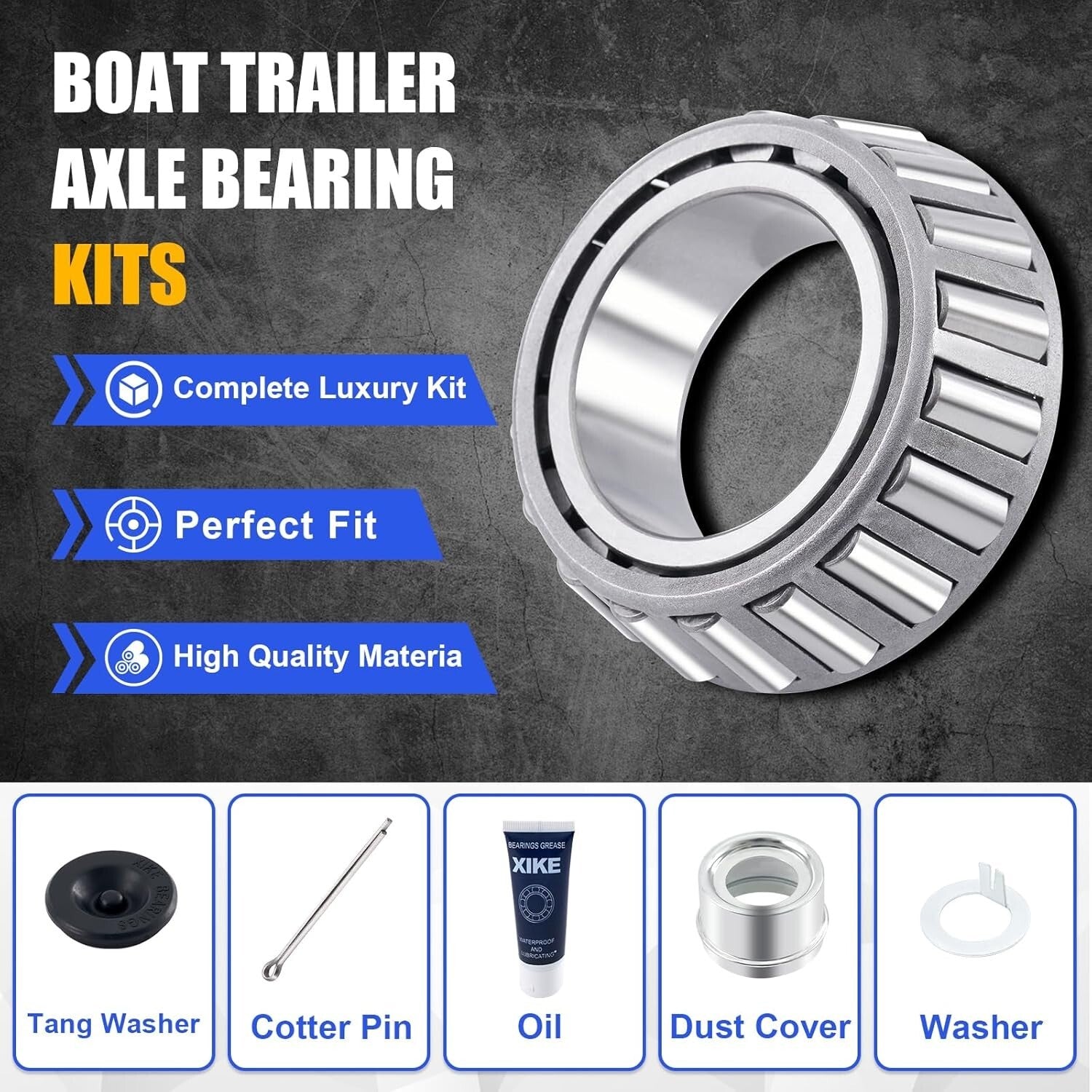 4-Piece Trailer Wheel Hub Kit Fits 3500 lbs Axles with High-Performance Bearings