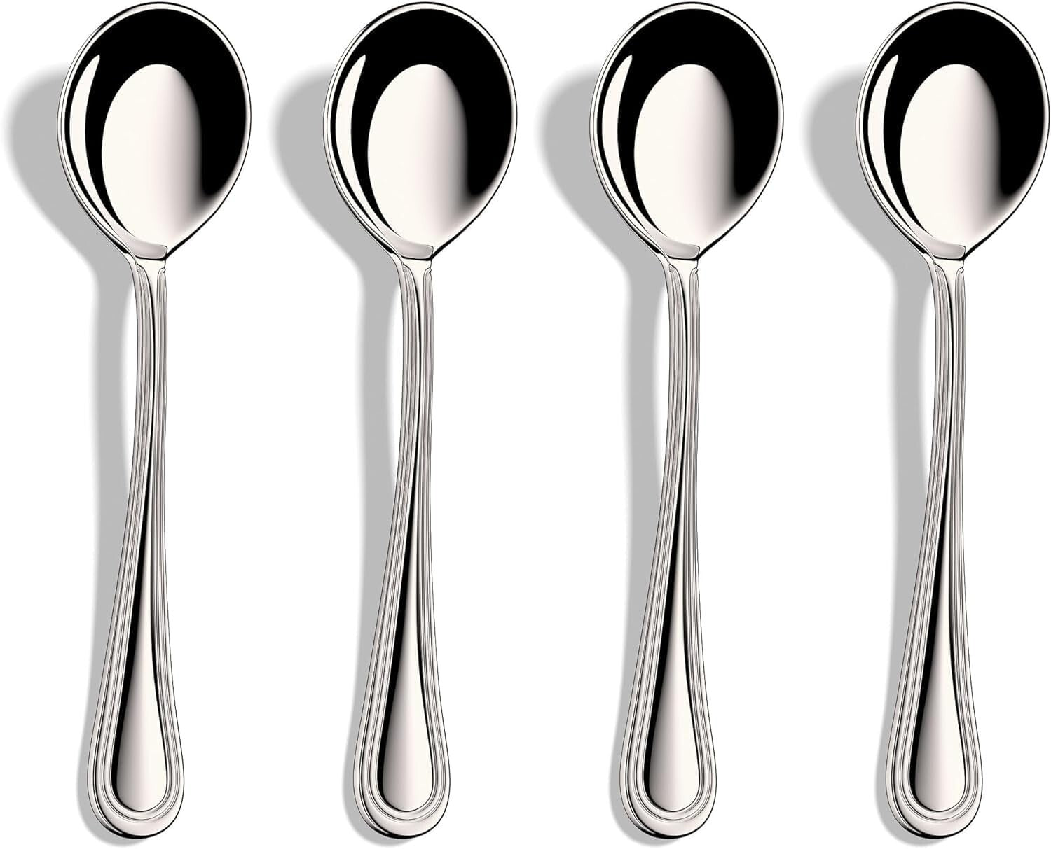 Elegant Set of 12 Dishwasher Safe Heavy Duty Stainless Steel Soup Spoons, 7 Inch