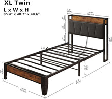 Load image into Gallery viewer, Twin XL Bed Frame with Storage Headboard &amp; Charging Station - Noise-Free Design