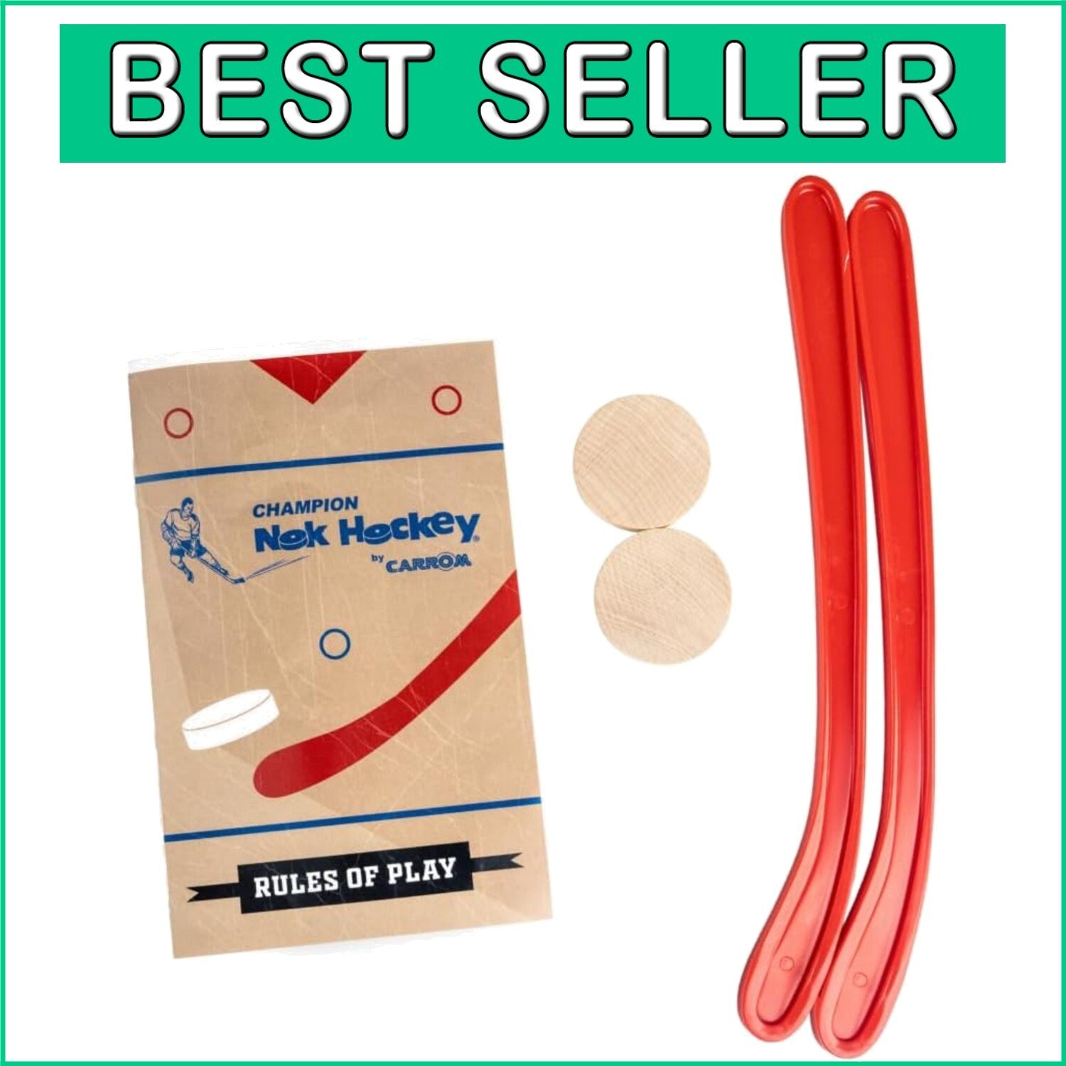 All Ages Champion Nok Hockey Game Replacement Set - 2 Sticks & 2 Pucks