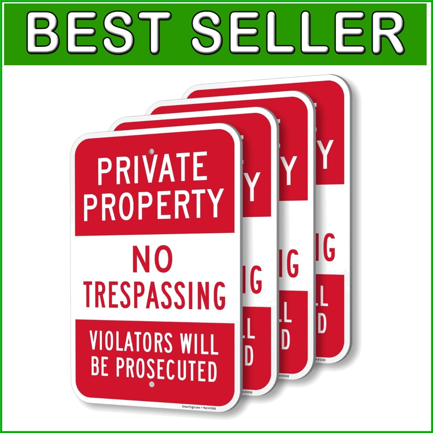 18x12 Private Property Signs - Reflective, Durable 4-Pack for Security Needs