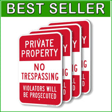 Load image into Gallery viewer, 18x12 Private Property Signs - Reflective, Durable 4-Pack for Security Needs