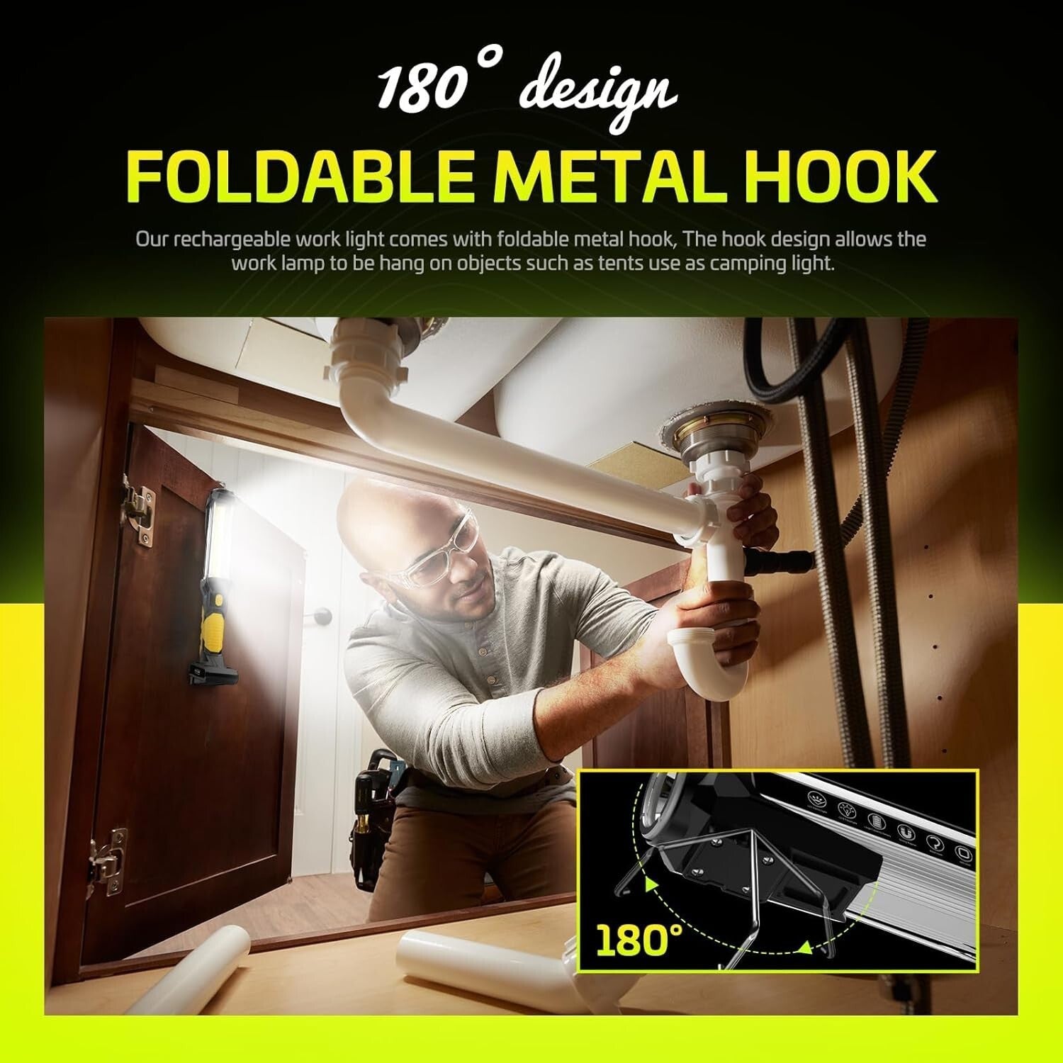 Bright & Durable Work Lights 2-Pack - Rechargeable 1500 Lumens for Outdoor Use