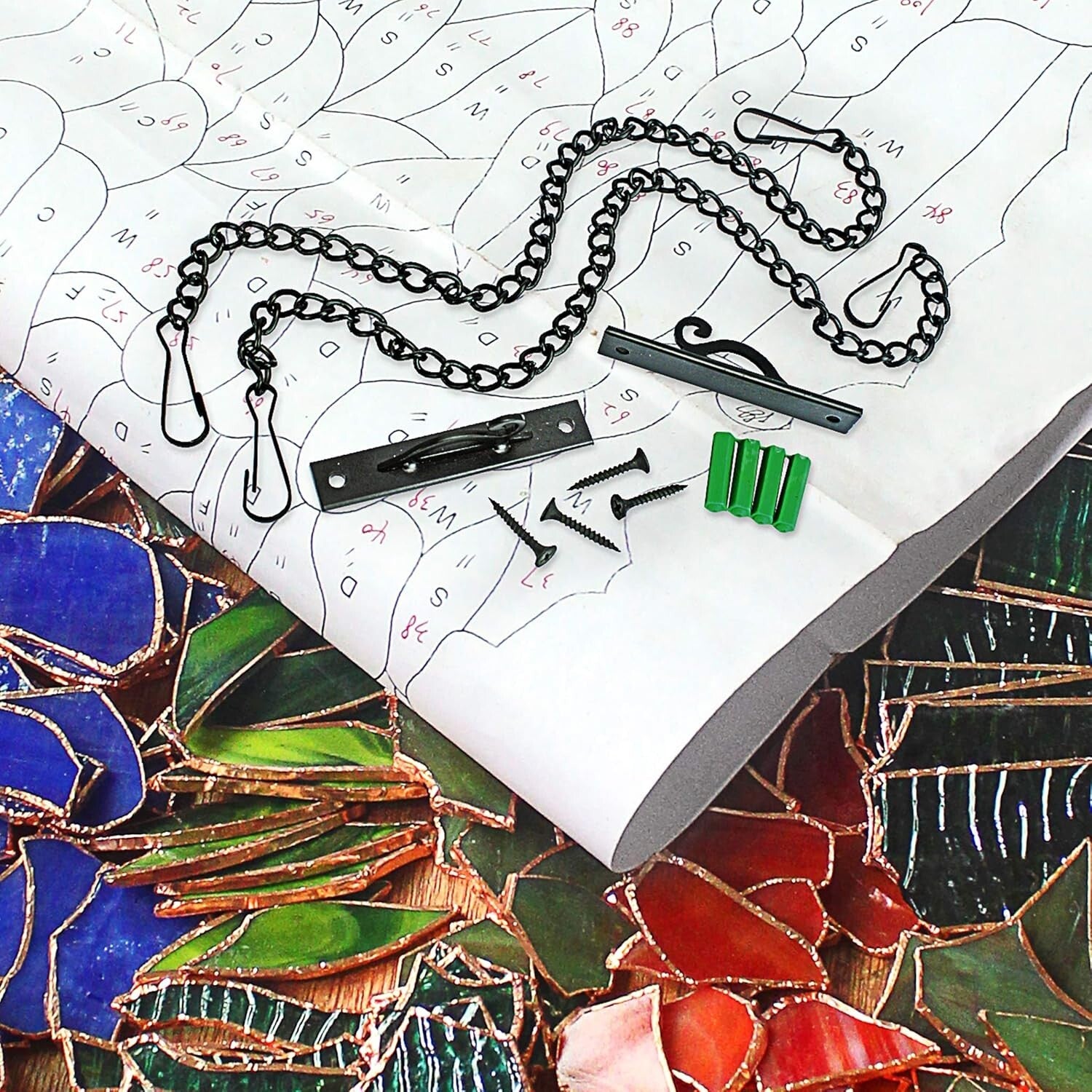 Victorian-Inspired Stained Glass Window Panel - 32'' Demi-Lune Amethyst Elegance