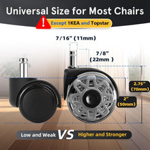 Load image into Gallery viewer, Premium Office Chair Caster Wheels - 5 Pack, 2.5 Inch, Quiet Glide Technology