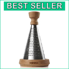 Load image into Gallery viewer, Compact Stainless Steel Cheese Grater with Oak Tray - Dishwater Safe &amp; Versatile