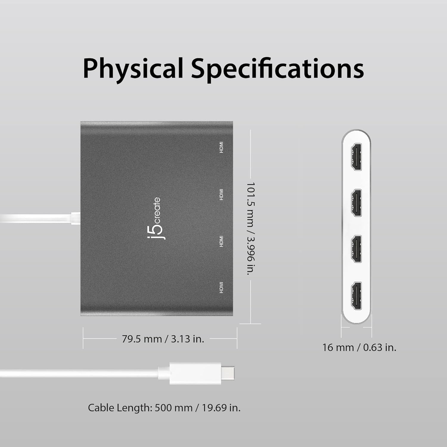 USB-C to 4-Port HDMI Adapter Hub: Boost Productivity with Multi-Monitor Support