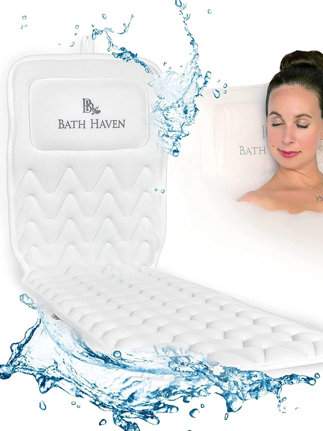 Air Mesh Bathtub Pillow with 6 Suction Cups - Perfect for Travel or Home Spa