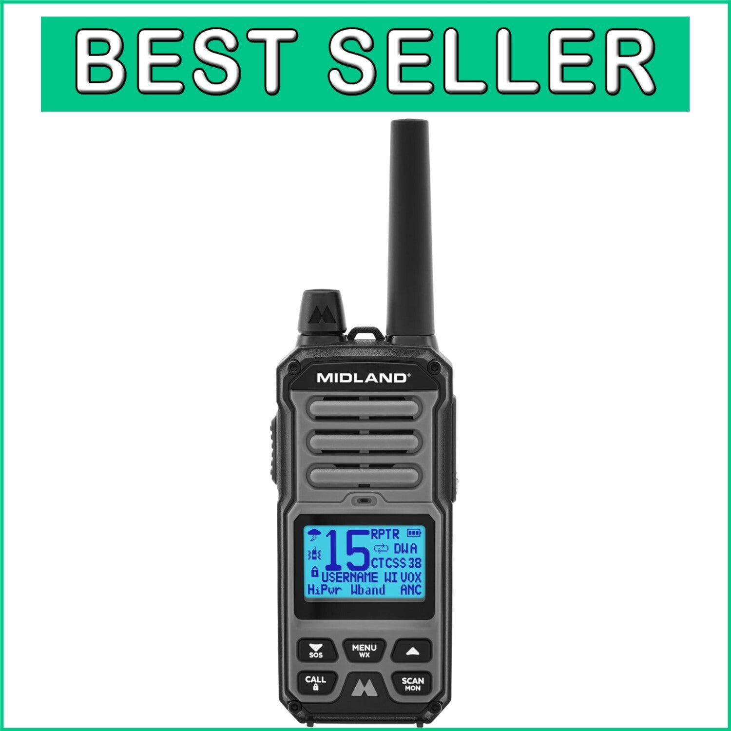 5W GMRS Walkie Talkie - Two-Way Radio with Active Noise Canceling and NOAA Alert