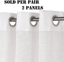 Load image into Gallery viewer, Soft Linen Sheer Curtains with Grommet Top – Elegant 2 Pack 52" x 96" Panels