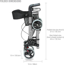 Load image into Gallery viewer, Lightweight Adjustable Rollator Walker with Backrest &amp; Storage - Optimal Comfort