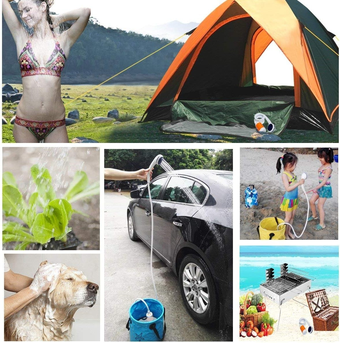 Versatile Electric Shower System with Rechargeable Battery for Pets & Camping