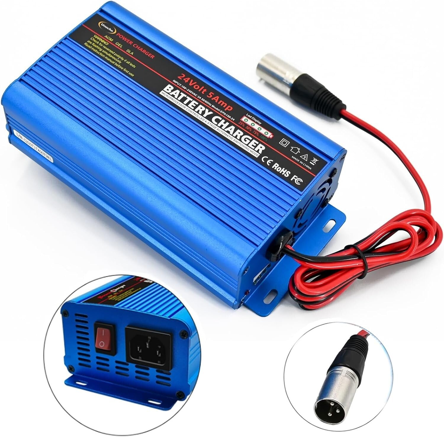 5A 24V Smart Battery Maintainer with Global Input & Multiple Safety Protections