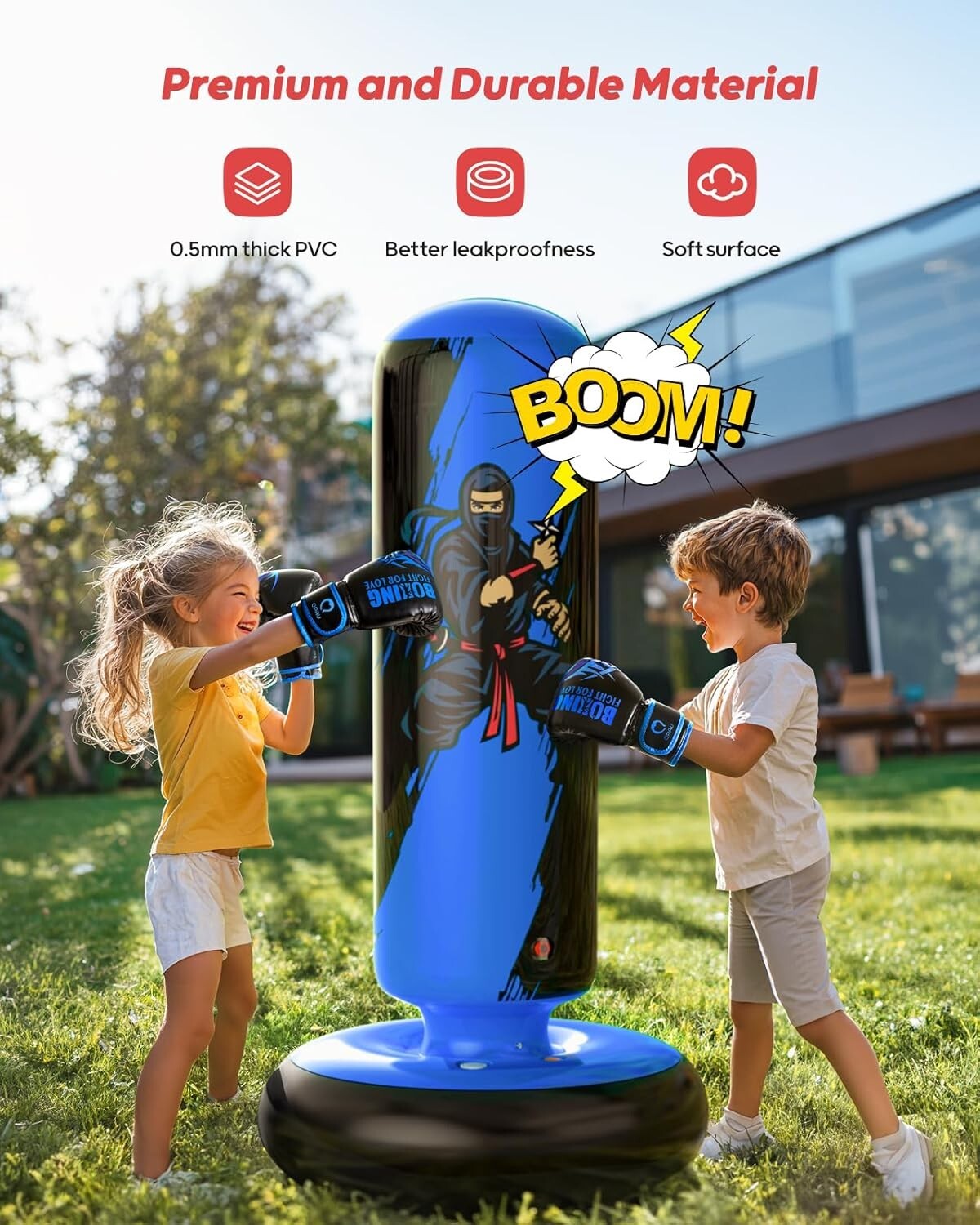 Stable Kids Inflatable Punching Bag with Gloves - Perfect for Martial Arts