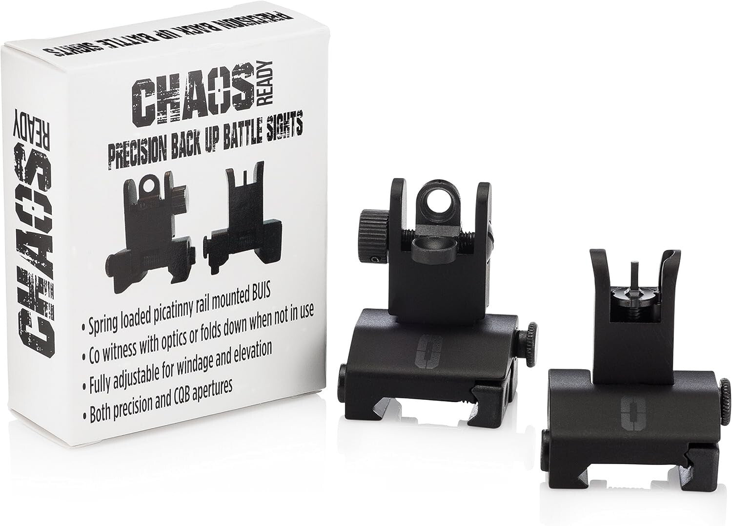 Low Profile Tactical Iron Sights - Spring Loaded for Universal Picatinny Rails