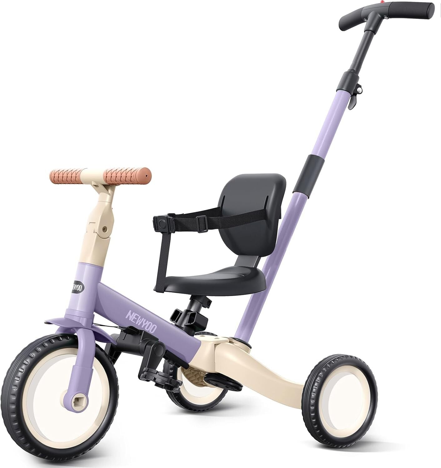 Adjustable Purple Toddler Tricycle with Safety Features - Perfect Birthday Gift