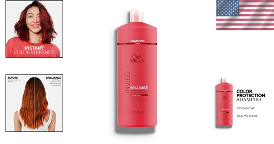 WELLA Invigo  Color Vibrancy Shampoo for Coarse Colored Hair, 10.12" Tall Bottle