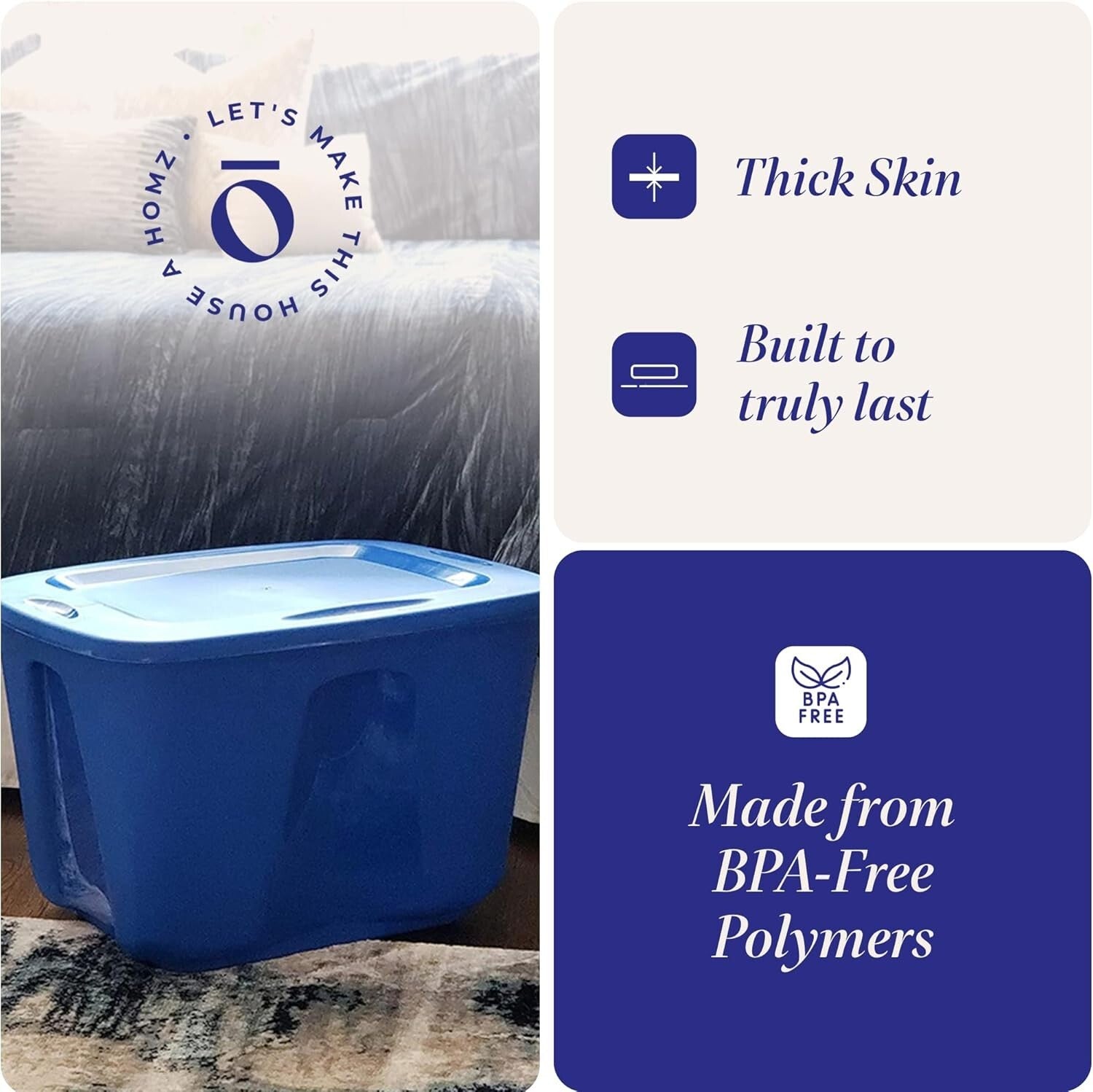 4-Pack Heavy Duty 18 Gallon Plastic Storage Bins - Durable & Water-Resistant