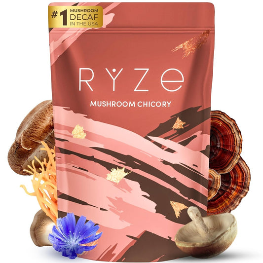 Organic Caffeine-Free RYZE Mushroom Chicory - 6 Adaptogens for Focus & Wellness