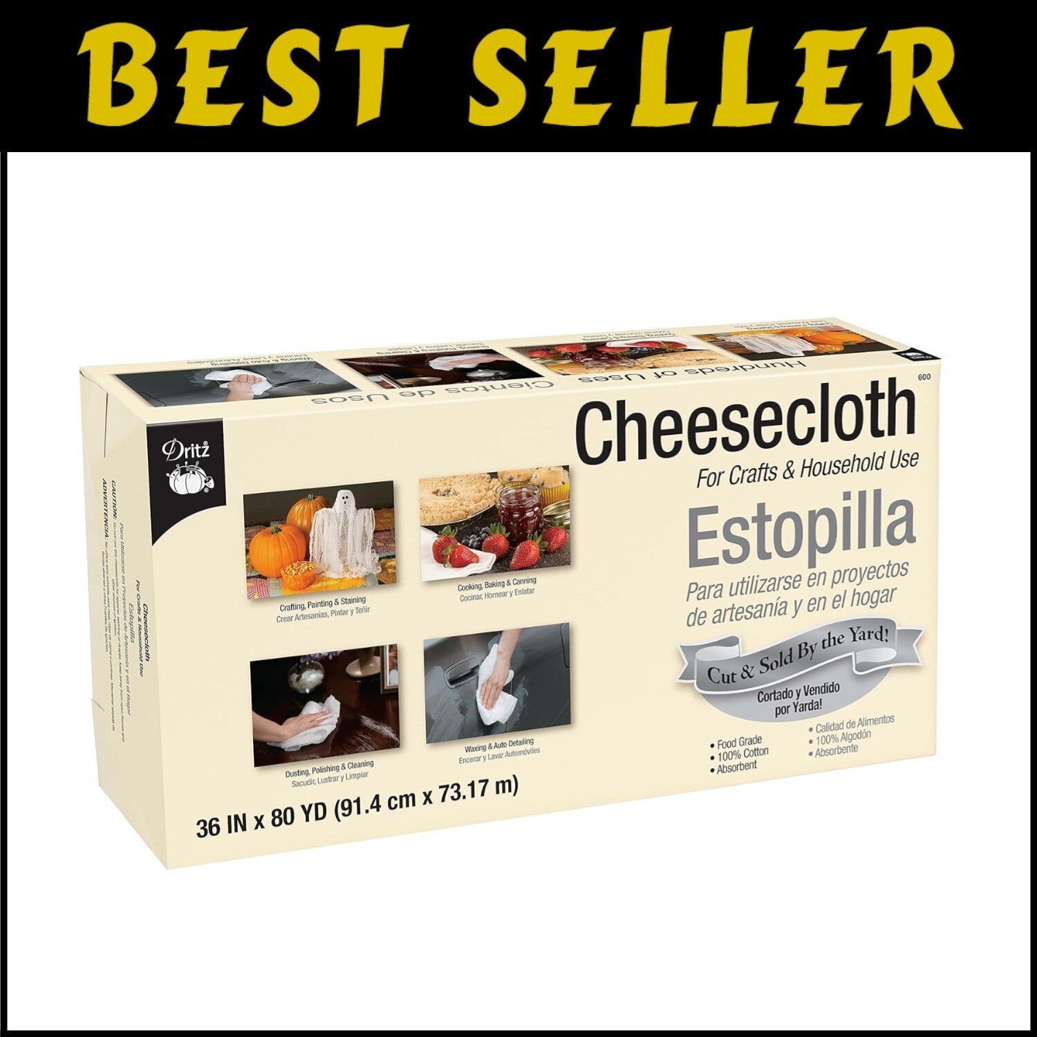 Multi-Use Food Grade Cheesecloth - 36" x 80 Yards, Perfect for Crafts & Cleaning