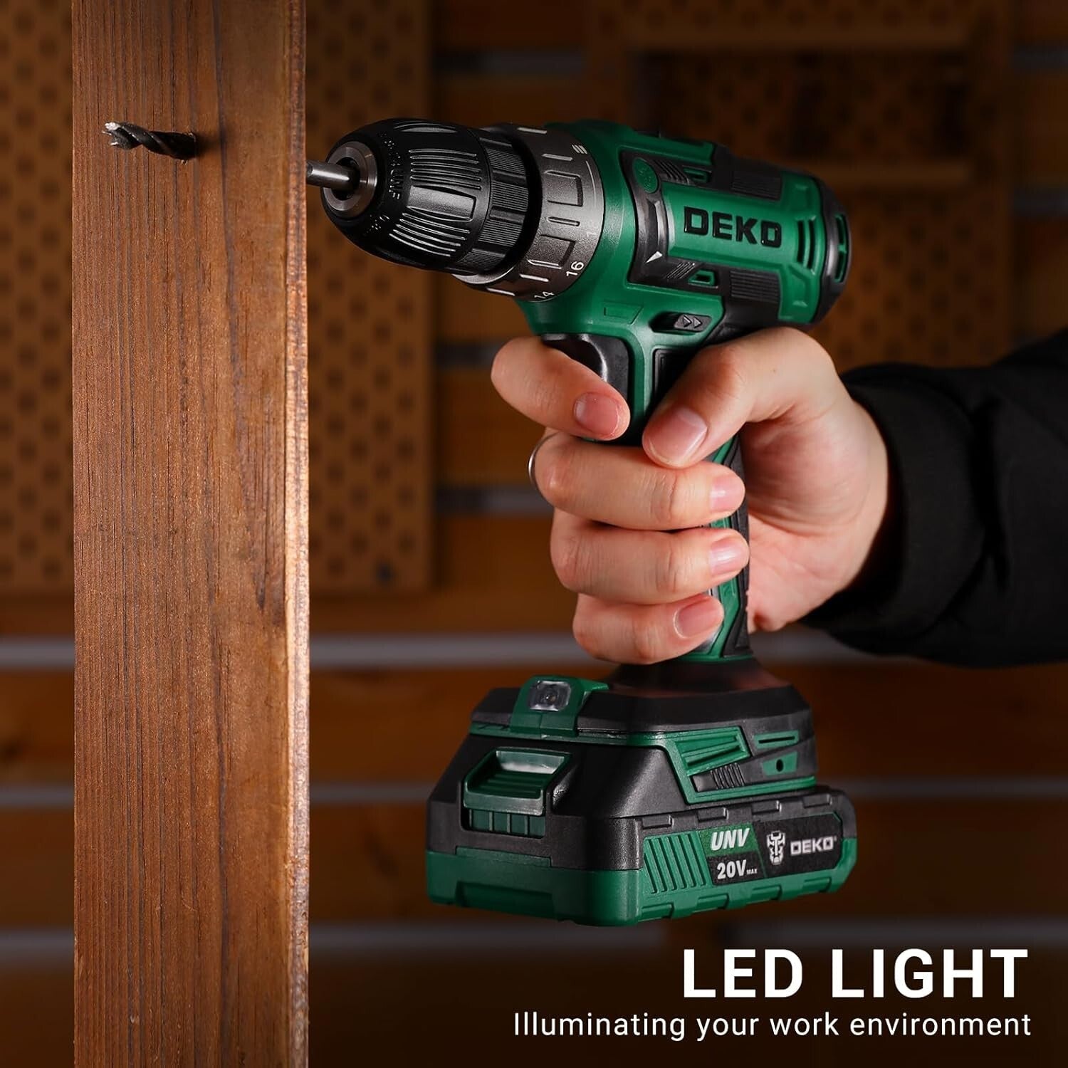 Versatile DEKO PRO 20V Electric Power Drill with Bits and Magnetic Holder