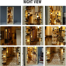 Load image into Gallery viewer, Intricate DIY Book Nook Kit for Adults - LED Light &amp; Decorative Bookend Insert