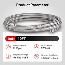 Load image into Gallery viewer, High-Pressure 10AN PTFE Fuel Hose - Universal Fit, 10FT Stainless Steel Braided