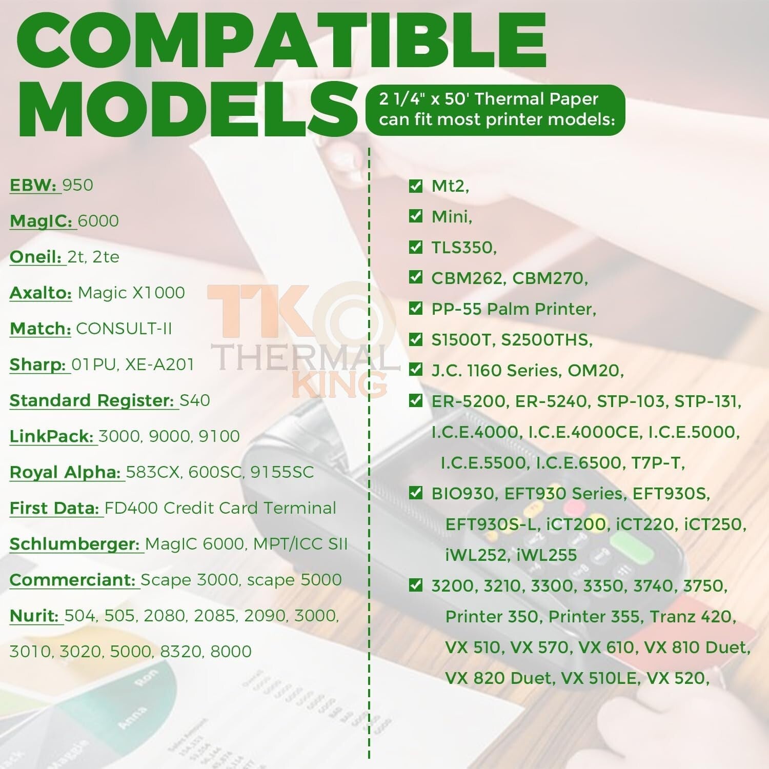 Bulk 100 Rolls Thermal POS Receipt Paper 2 1/4" x 50' for All Terminals