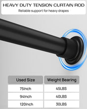 Load image into Gallery viewer, Heavy-Duty Adjustable Tension Curtain Rod 42-123in - No Drill &amp; Anti-Slip Design