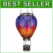 Load image into Gallery viewer, Eco-Friendly Purple Hot Air Balloon Solar Lantern - Charming Garden Illumination