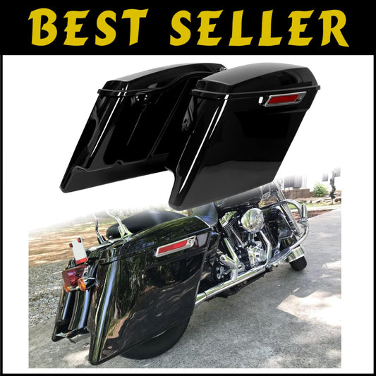 Classic 5'' Stretched Saddle Bags with Marker Lights for Harley Davidson Models