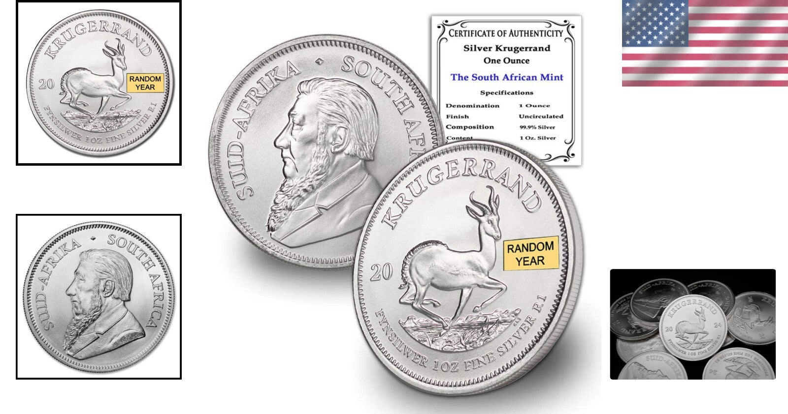 Elegant 1 oz South African Silver Krugerrand Coin - Proof with High Reflectivity