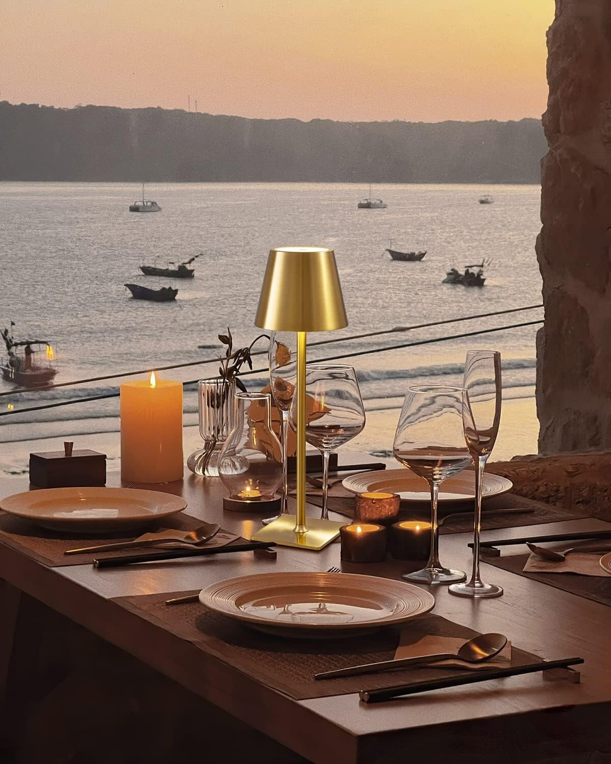 Elegant Electroplated Gold Table Lamps – 2 Pack Cordless Battery LED Lights