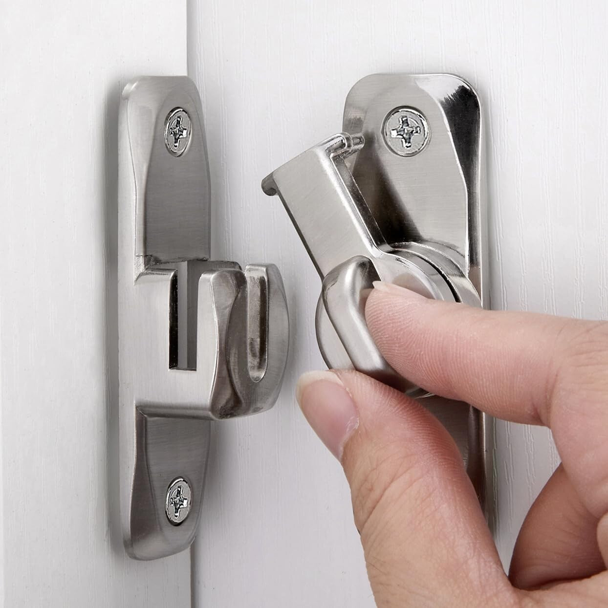 Space-Saving 90/180 Degree Zinc Alloy Barn Door Latch Kit - Includes Screws