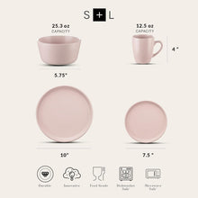 Load image into Gallery viewer, Chic 16-Piece Pink Stoneware Dinnerware Service for 4 - Perfect for Any Occasion