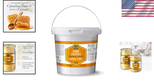 6.6 lbs of Pure, Unpasteurized Canadian Raw Honey - Perfect for Gourmet Cooking