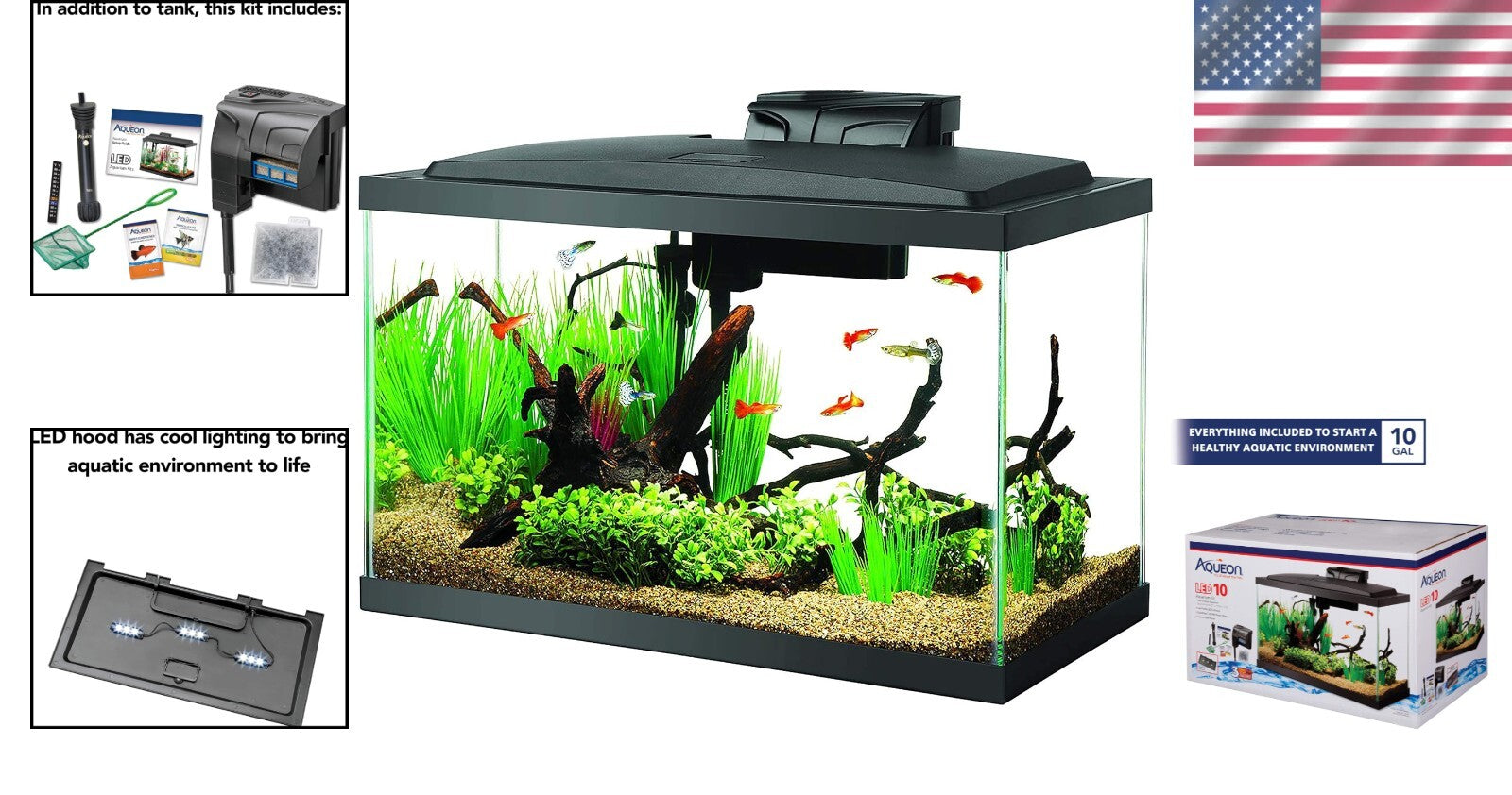 10 Gallon LED Aquarium Starter Kit with Complete Accessories – Effortless Setup