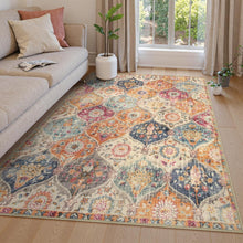 Load image into Gallery viewer, Soft Faux Wool 5x7 Area Rug - Stain-Resistant Floral Trellis for Easy Living